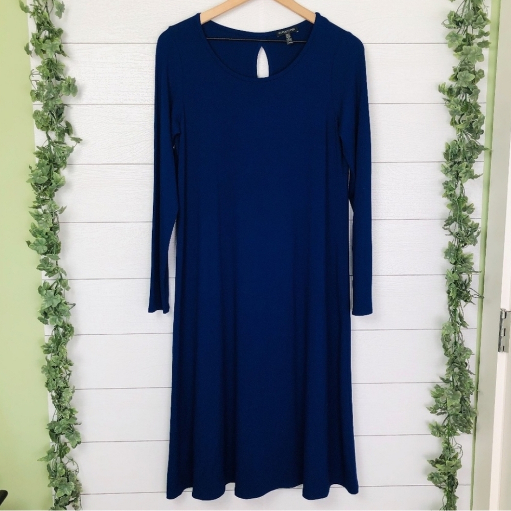 Eileen Fisher Petite Long Sleeve Dress Blue Size M
